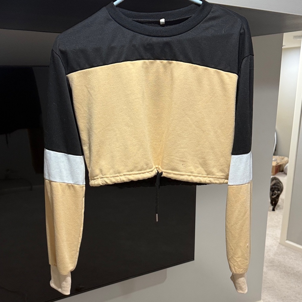 Colorblock Cropped Long Sleeve Top